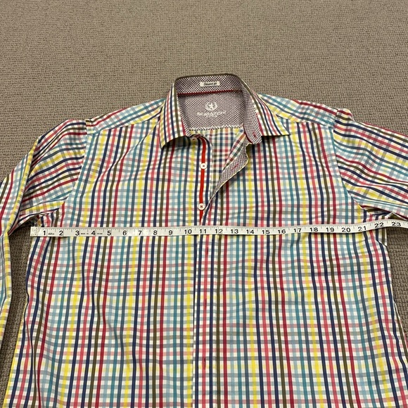 Bugatchi Uomo Shaped Fit Cotton Men’s button down long sleeved shirt - Picture 8 of 9